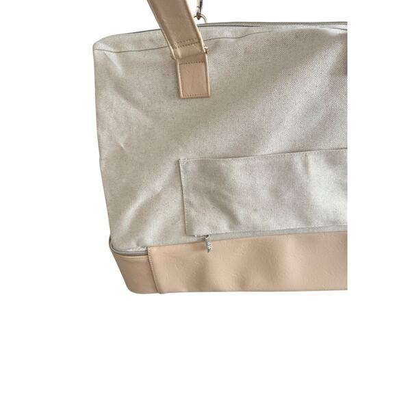 Beis Weekender Bag Canvas Duffle Unisex Travel Gym Overnight Carry On Bag Beige - Picture 5 of 16